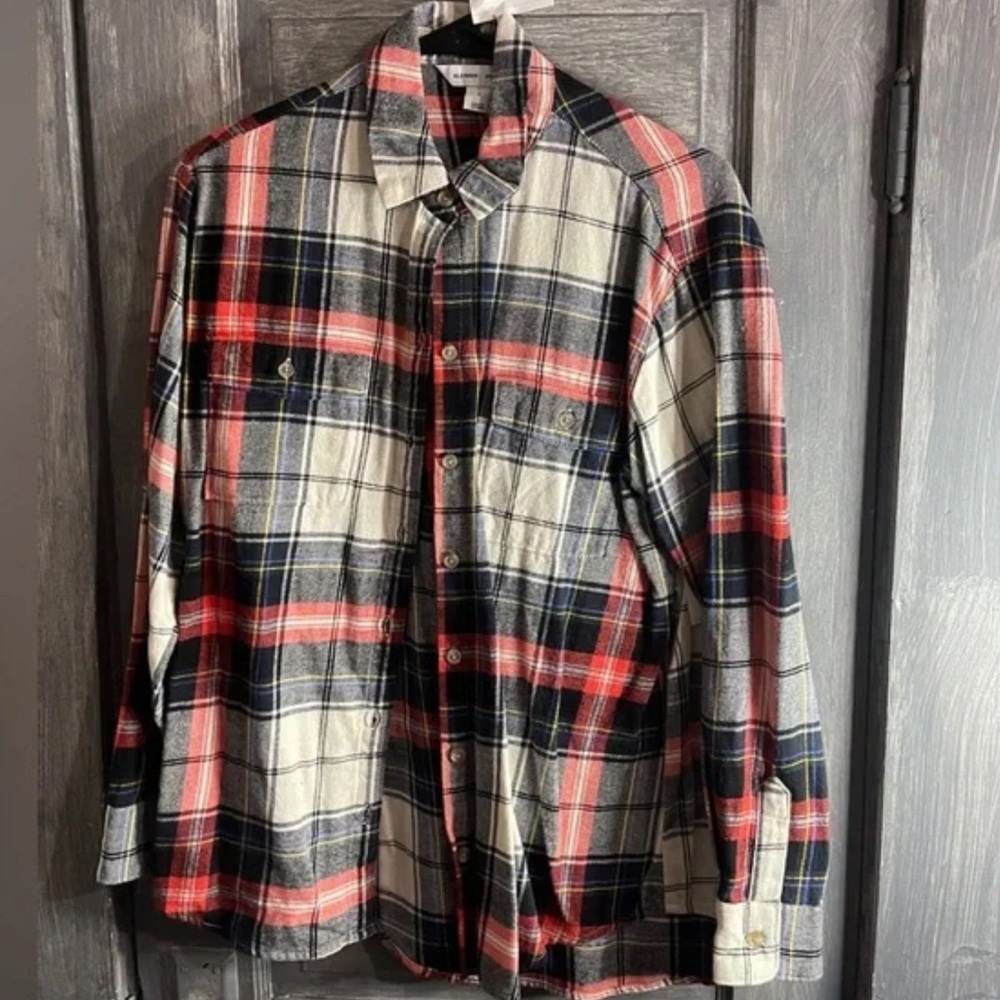 Old Navy Women's Plaid Button Down Shirt - Red, Blue, White